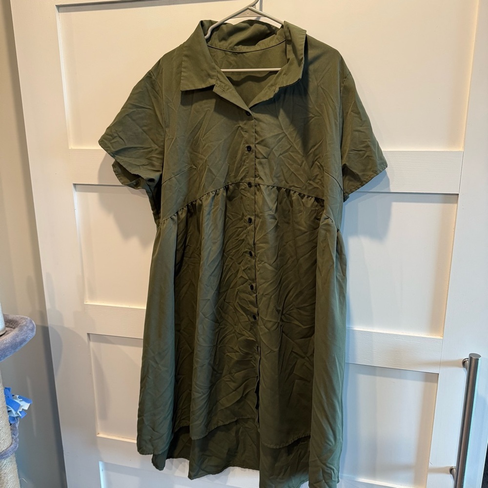 SHEIN Curve Khaki Shirt Dress